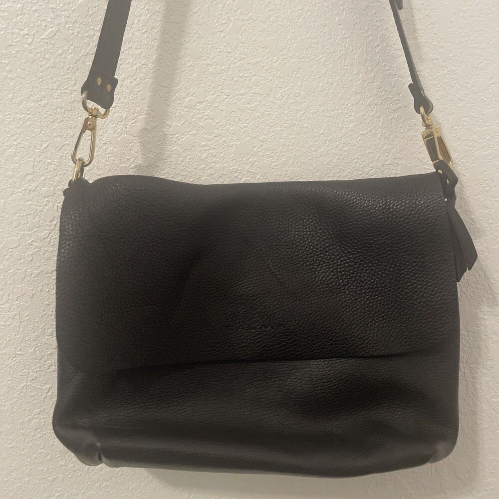 CALMA Handbag 11600 Pebbled Leather Black Handcraft Spain Crossbody Bag Classic